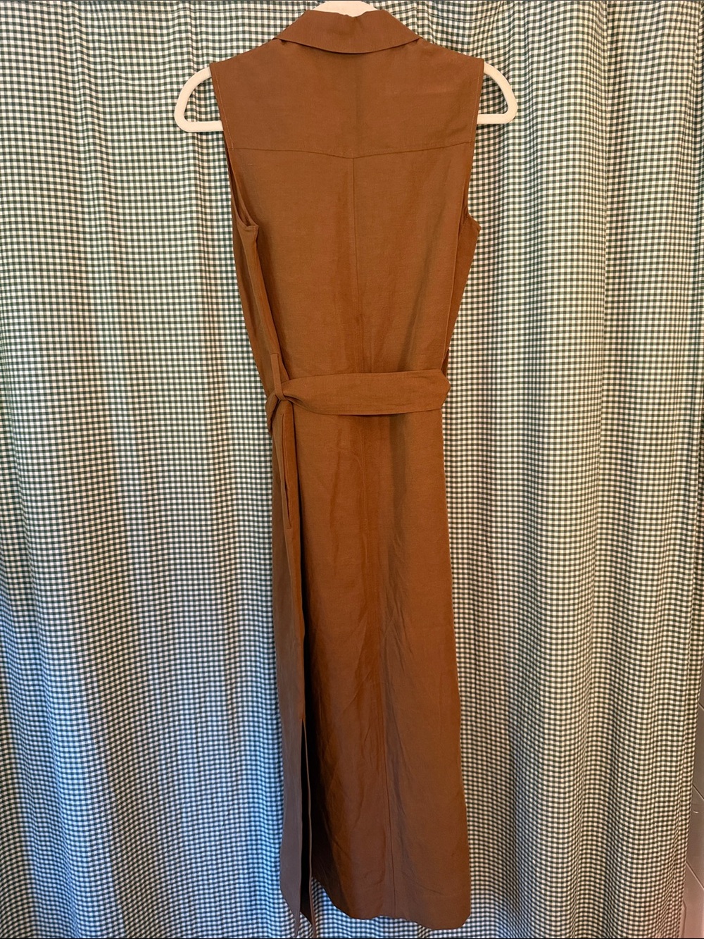 COS Carmel Brown Sleeveless Belted Shirt linen Dress - Picture 4 of 6